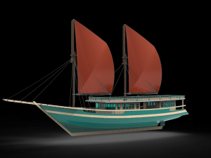Yacht wooden pinisi Modelo 3D