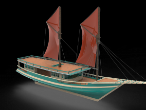 Yacht wooden pinisi 3D Model