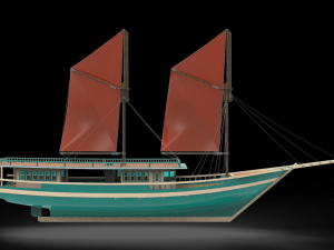 Yacht wooden pinisi 3D Model