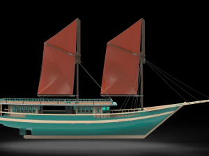 Yacht wooden pinisi 3D Model