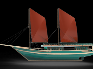 Yacht wooden pinisi 3D Model