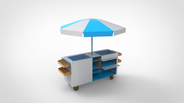 Ice cream stand cart 3D Model .c4d .max .obj .3ds .fbx .stl .blend 