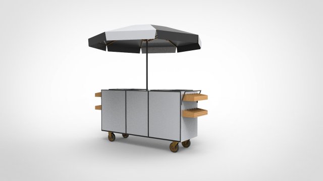 Ice cream stand cart 3D Модель .c4d .max .obj .3ds .fbx .stl .blend 