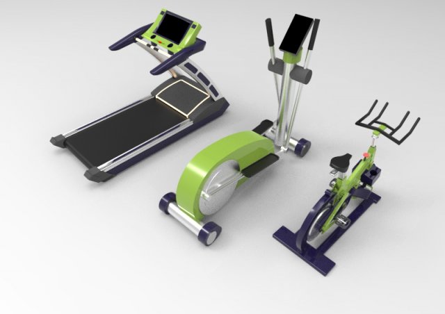Gym equipment collection 3D Model .c4d .max .obj .3ds .fbx .stl .blend 