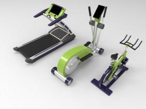 Gym equipment collection 3D Model