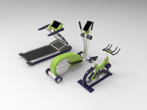 Gym equipment collection 3D Model