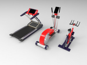 Gym equipment collection 3D Model