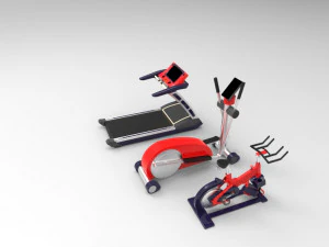 Gym equipment collection 3D Model
