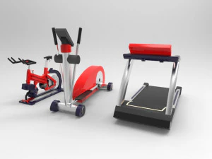 Gym equipment collection 3D Model
