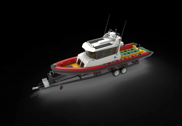 トレーラー付き巡視船 3Dモデル .c4d .max .obj .3ds .fbx .stl .blend 