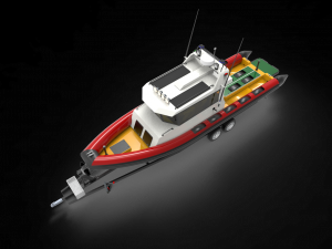 Patrol Boat with trailer Modelo 3D