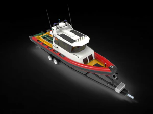 トレーラー付き巡視船 3Dモデル