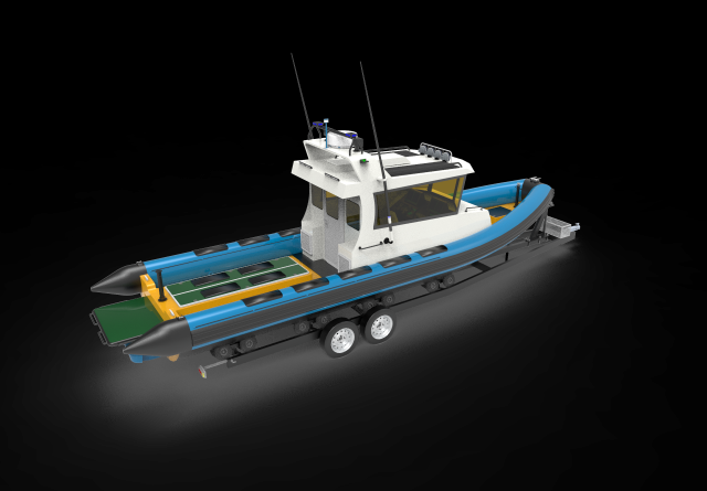 Patrol Boat with trailer Modèle 3D .c4d .max .obj .3ds .fbx .stl .blend 