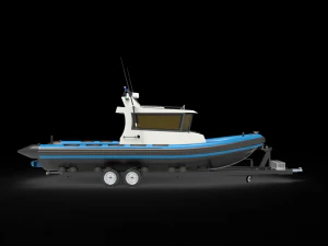Patrol Boat with trailer 3D Model