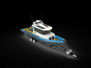 Patrol Boat with trailer 3D Model