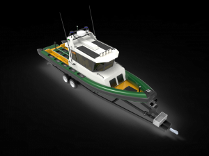Patrol Boat with trailer 3D 모델