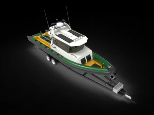 Lancha patrullera con remolque Modelo 3D