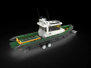 Patrol Boat with trailer 3D Model