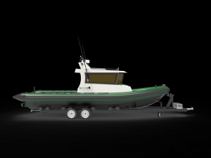 Patrol Boat with trailer Model 3D