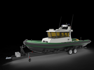 Patrol Boat with trailer Model 3D