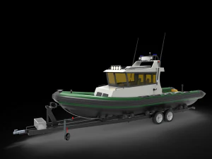 Patrol Boat with trailer 3D Model