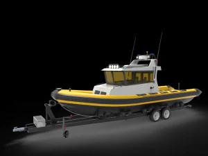 Patrol Boat with trailer 3D Model