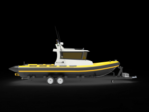 Patrol Boat with trailer Model 3D