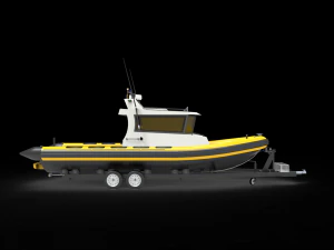 Patrol Boat with trailer 3D Model