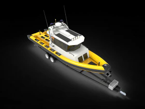 Patrol Boat with trailer 3D Model