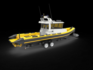 Patrol Boat with trailer Model 3D