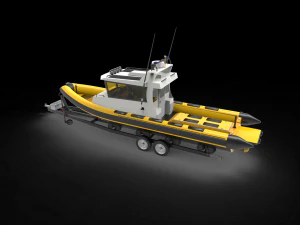 Patrol Boat with trailer 3D Model