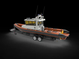 Patrol Boat with trailer 3D Model