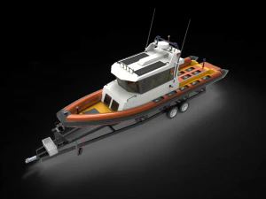 Patrol Boat with trailer 3D Model