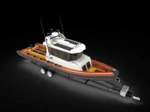 Patrol Boat with trailer 3D Model