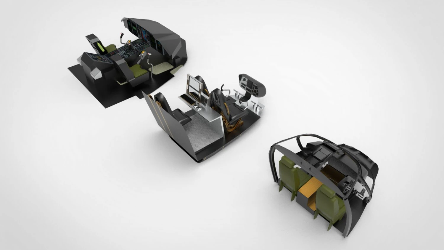 Type Cockpit helicopter 3D Model .c4d .max .obj .3ds .fbx .stl .blend 