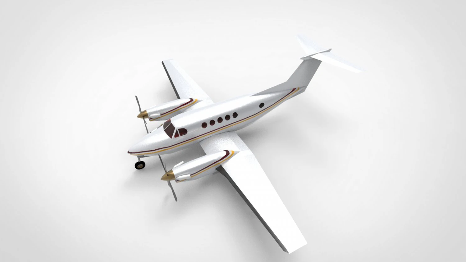 Beechcraft King Air airplane 3D Model .c4d .max .obj .3ds .fbx .stl .blend 