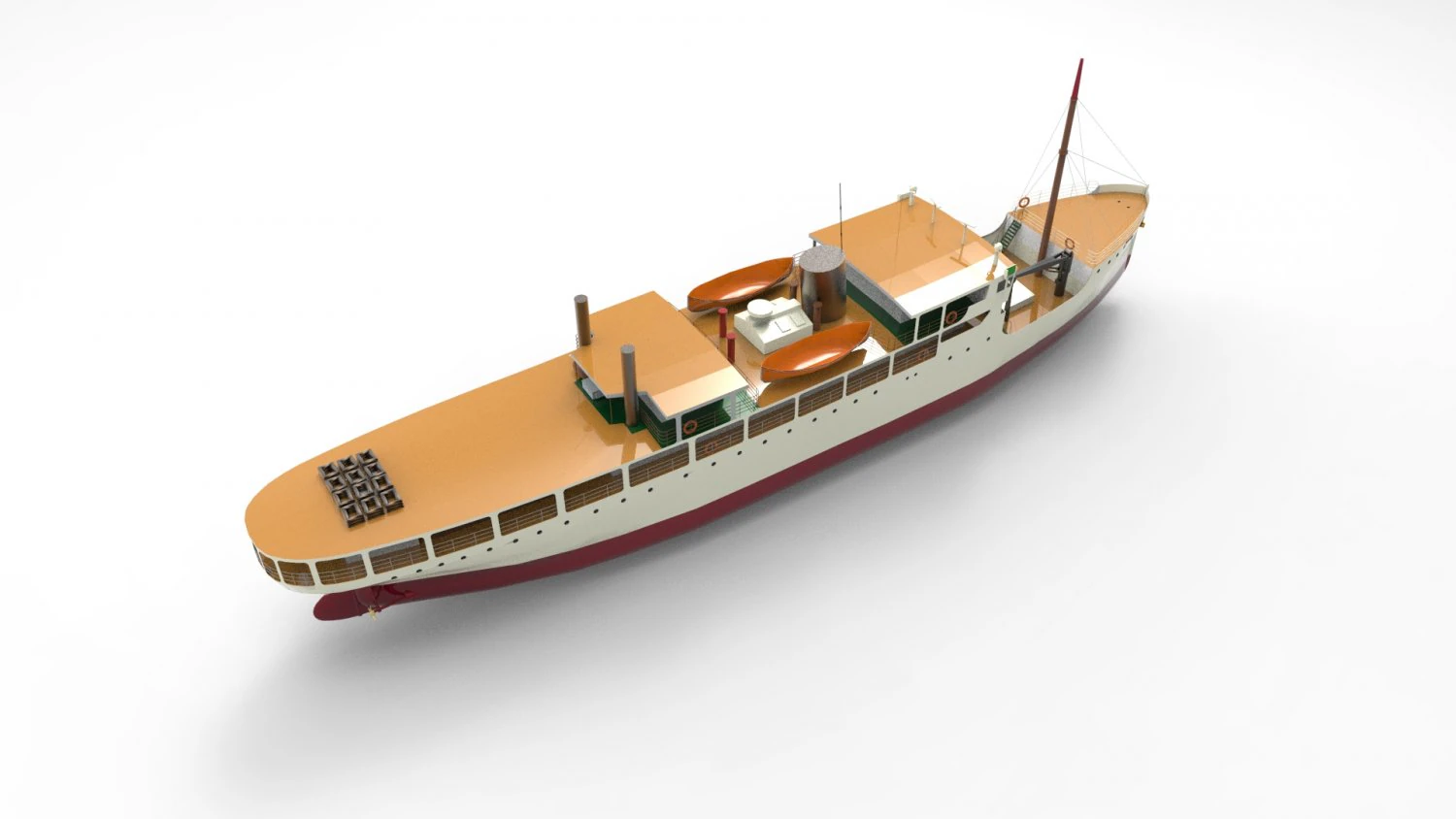 Navio a vapor de passageiros de carga Modelo 3D .c4d .max .obj .3ds .fbx .stl .blend 