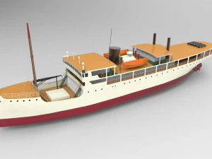 Navio a vapor de passageiros de carga Modelo 3D