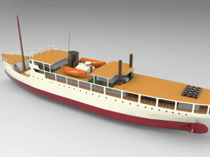 Navio a vapor de passageiros de carga Modelo 3D