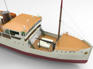 Navio a vapor de passageiros de carga Modelo 3D