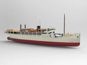 Navio a vapor de passageiros de carga Modelo 3D