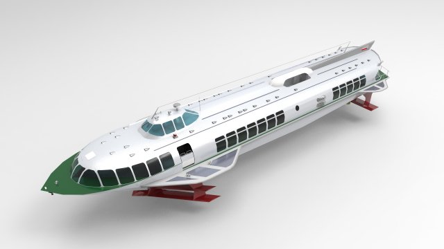 Hidrofoil Ferry Passanger Ship 3D Model .c4d .max .obj .3ds .fbx .stl .blend 