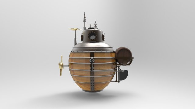 Historical old concept submarine 3D Model .c4d .max .obj .3ds .fbx .stl .blend 