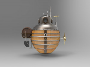 Historical old concept submarine 3D Model