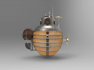 Historical old concept submarine 3D Model