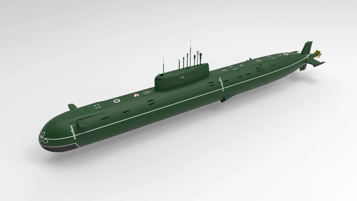 Russian submarine Low-poly 3D Model .c4d .max .obj .3ds .fbx .stl .blend
