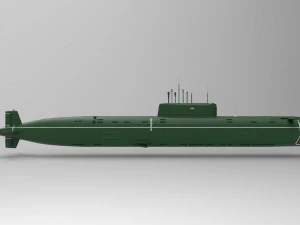 Russian submarine Low-poly 3D Model