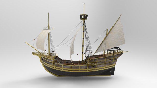 Sailing Ship 3D Model .c4d .max .obj .3ds .fbx .stl .blend 