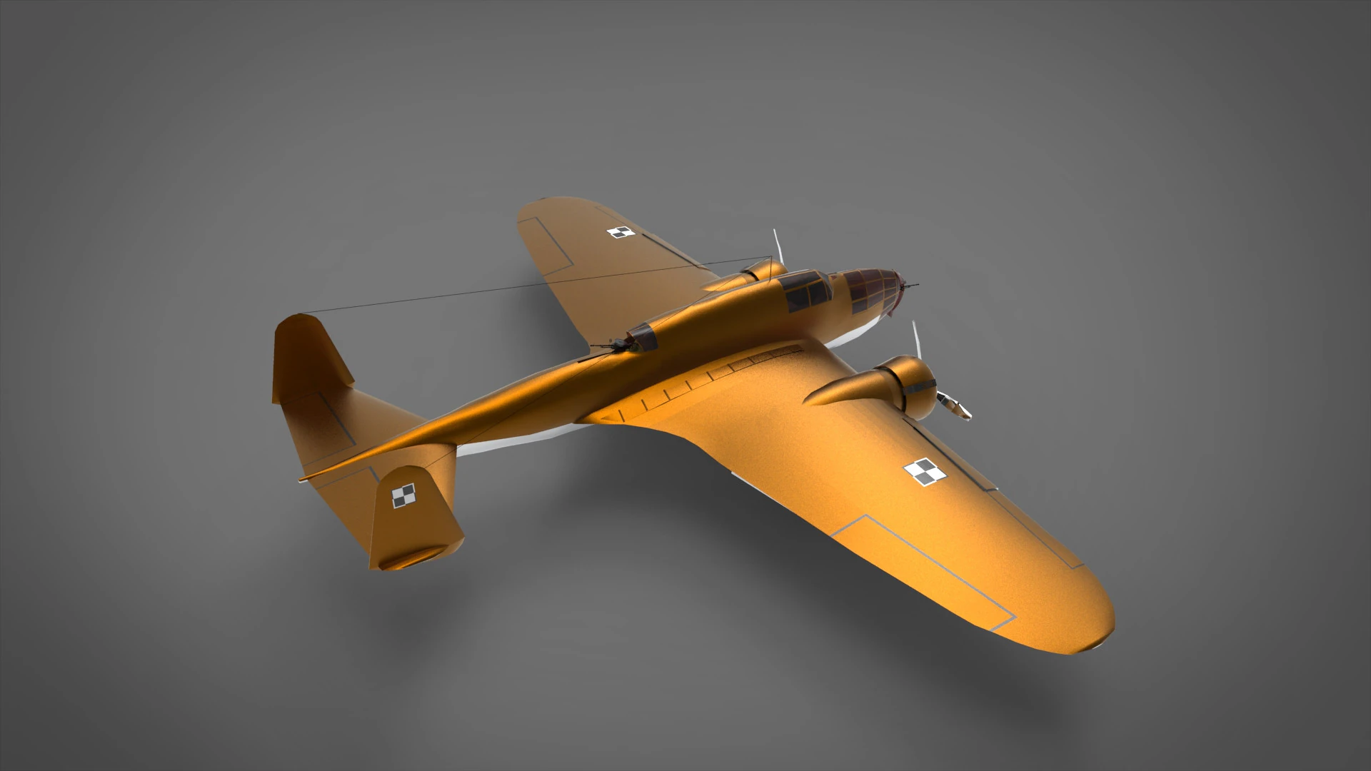 Bomber Airplane PZL 37 Abis 3D Model .c4d .max .obj .3ds .fbx .stl .blend 