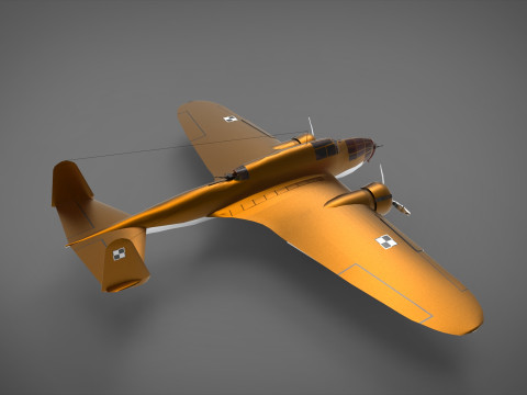 Bomber Airplane PZL 37 Abis 3Dモデル